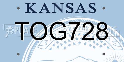 TOG728 Kansas License Plate