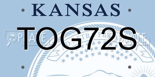 TOG72S Kansas License Plate