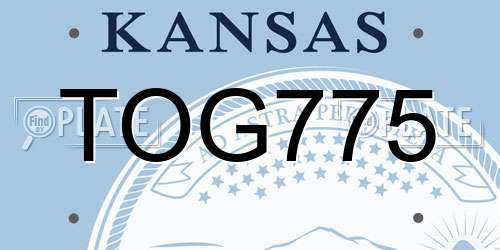 TOG775 Kansas License Plate