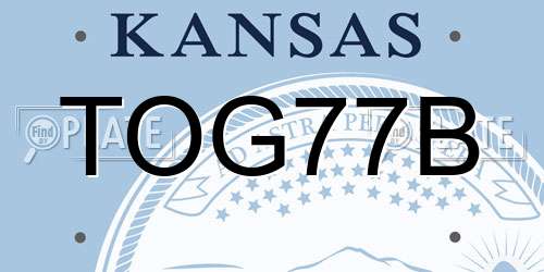 TOG77B Kansas License Plate