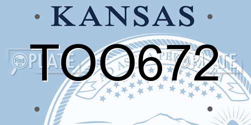 TOO672 Kansas License Plate