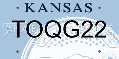 TOQG22 Kansas License Plate