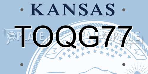 TOQG77 Kansas License Plate