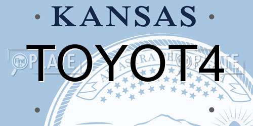 TOYOT4 Kansas License Plate