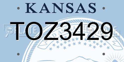 TOZ3429 Kansas License Plate