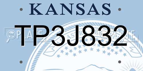 TP3J832 Kansas License Plate