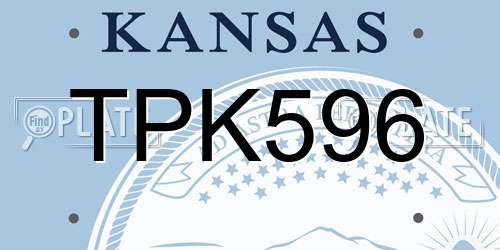 TPK596 Kansas License Plate