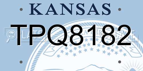 TPQ8182 Kansas License Plate