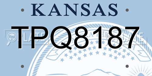 TPQ8187 Kansas License Plate