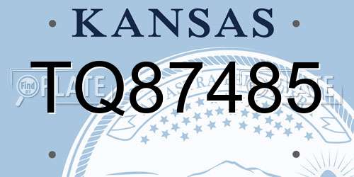 TQ87485 Kansas License Plate