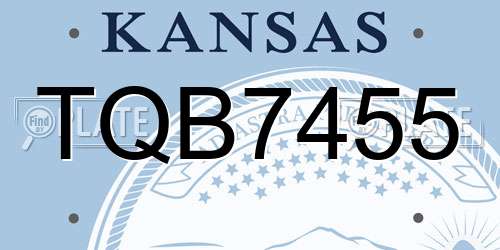 TQB7455 Kansas License Plate