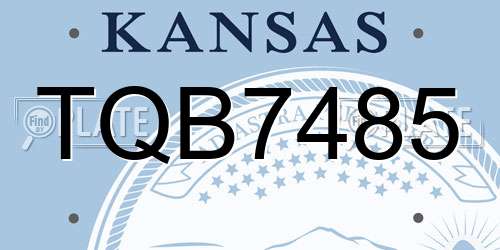 TQB7485 Kansas License Plate