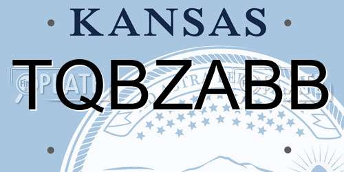 TQBZABB Kansas License Plate