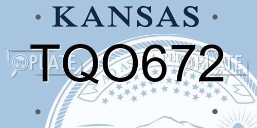 TQO672 Kansas License Plate