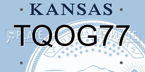 TQOG77 Kansas License Plate