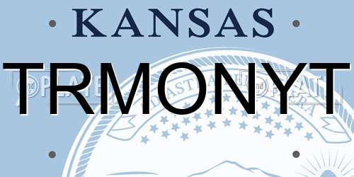 TRMONYT Kansas License Plate