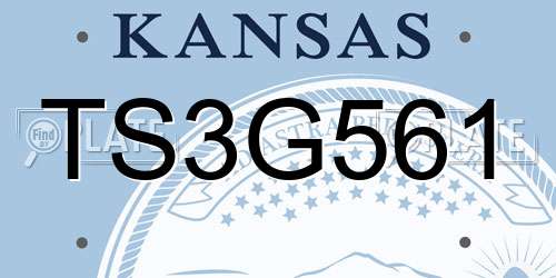 TS3G561 Kansas License Plate
