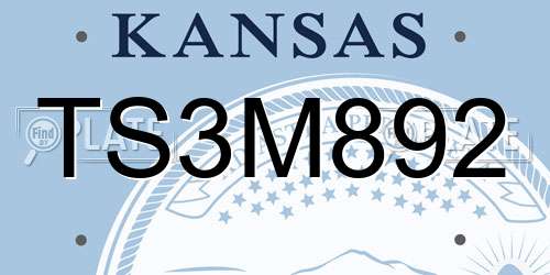 TS3M892 Kansas License Plate