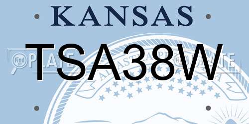 TSA38W Kansas License Plate