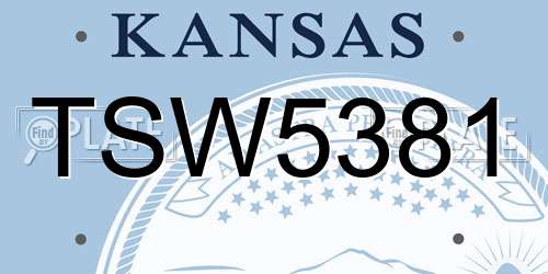 TSW5381 Kansas License Plate