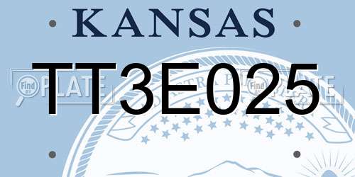 TT3E025 Kansas License Plate