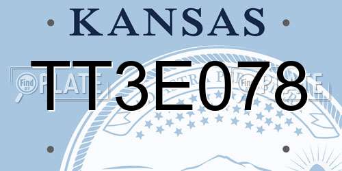 TT3E078 Kansas License Plate
