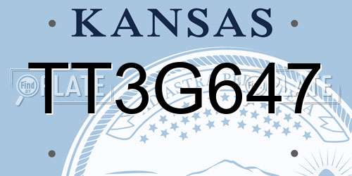 TT3G647 Kansas License Plate