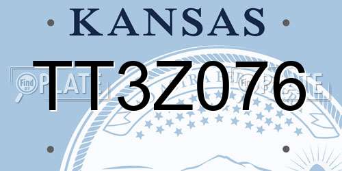TT3Z076 Kansas License Plate