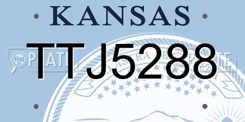 TTJ5288 Kansas License Plate