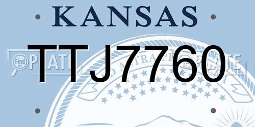 TTJ7760 Kansas License Plate