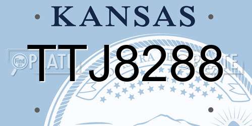 TTJ8288 Kansas License Plate