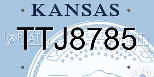 TTJ8785 Kansas License Plate