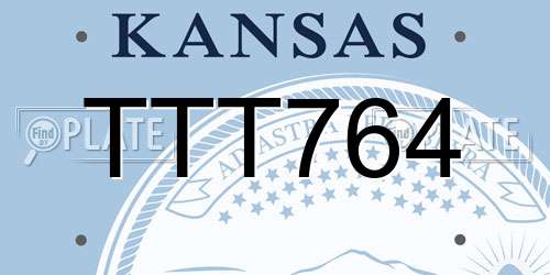 TTT764 Kansas License Plate