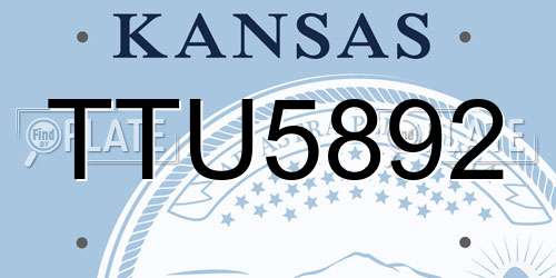 TTU5892 Kansas License Plate