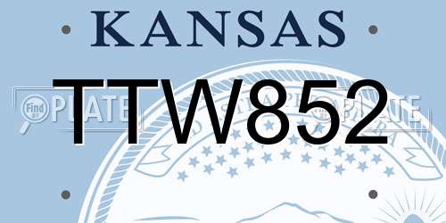 TTW852 Kansas License Plate