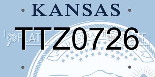 TTZ0726 Kansas License Plate