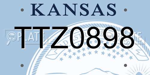 TTZ0898 Kansas License Plate