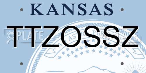 TTZOSSZ Kansas License Plate