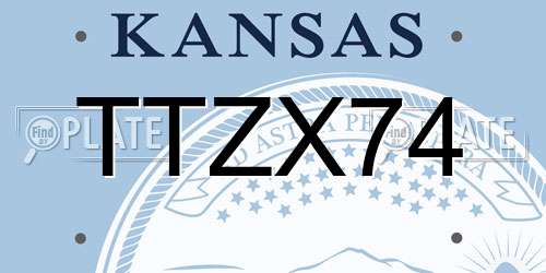 TTZX74 Kansas License Plate