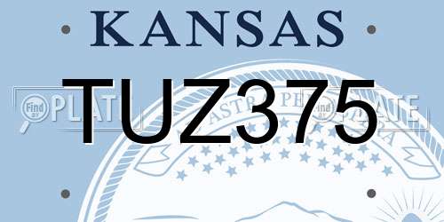 TUZ375 Kansas License Plate