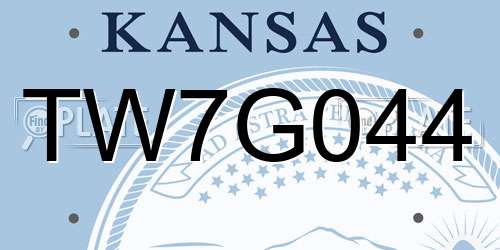 TW7G044 Kansas License Plate