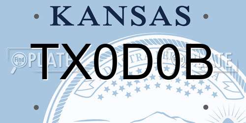 TX0D0B Kansas License Plate