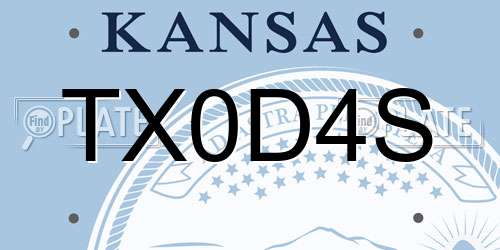 TX0D4S Kansas License Plate