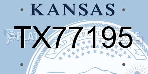 TX77195 Kansas License Plate