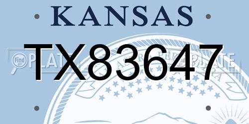 TX83647 Kansas License Plate