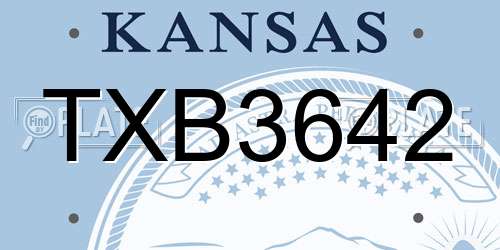 TXB3642 Kansas License Plate