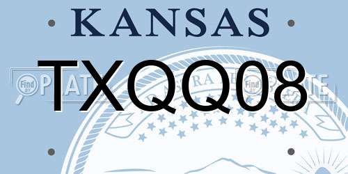 TXQQ08 Kansas License Plate