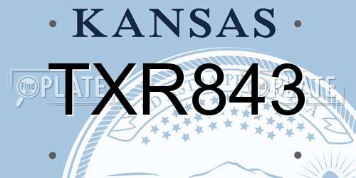 TXR843 Kansas License Plate