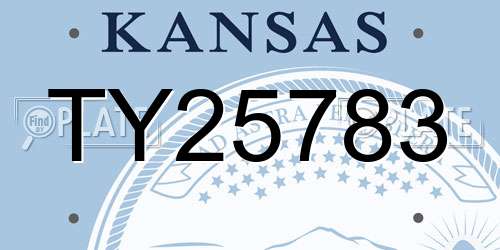 TY25783 Kansas License Plate