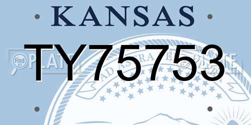 TY75753 Kansas License Plate